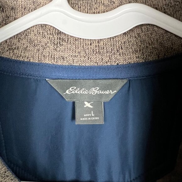 Eddie Bauer Snap T Pullover Fleece Jacket Mens Size L Brown Heather - Picture 8 of 9